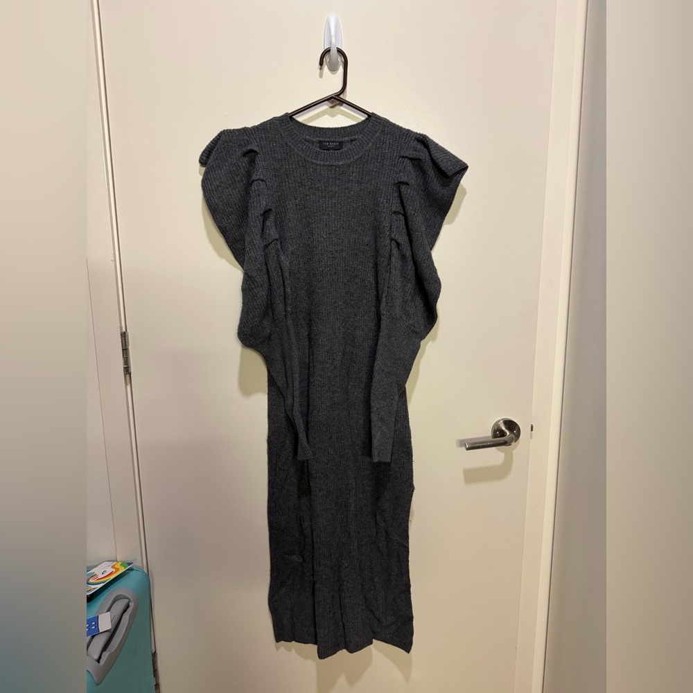 Ted Baker London Charcoal Ribbed Maxi Dress